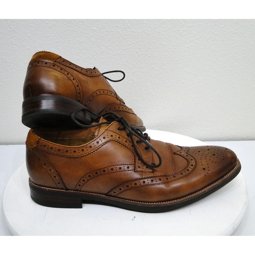Florsheim Comfortech Upscale Wingtip Oxford‎ Cognac Brown Leather Mens 9.5 11956